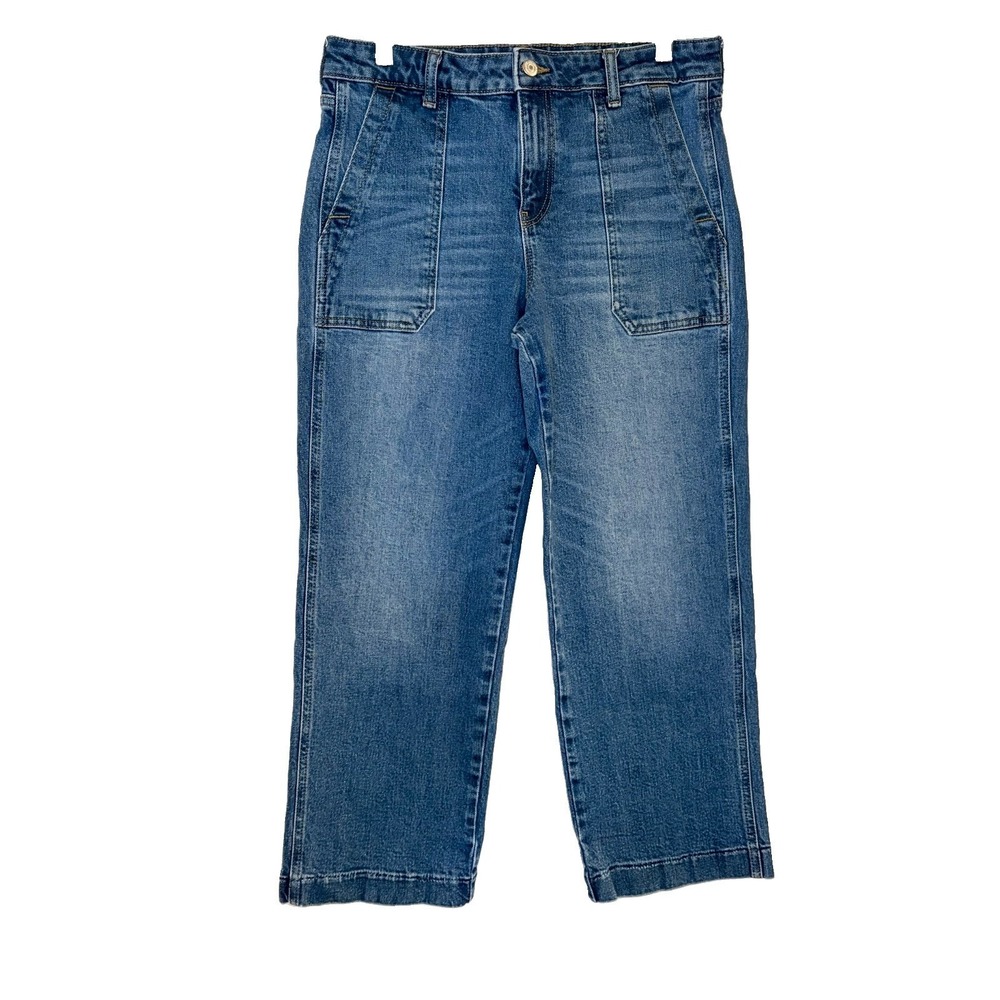 Old Navy Angie High Rise Wide Leg Cropped Women Jeans Denim Blue Size 8
